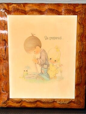 Precious Moments Wood Framed Artwork Collection (1970)  titled "Be Prepared..."